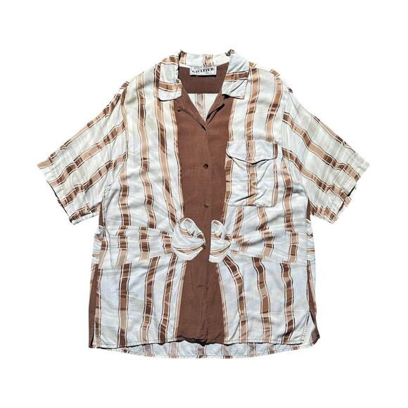 Flowy illusion printed button down